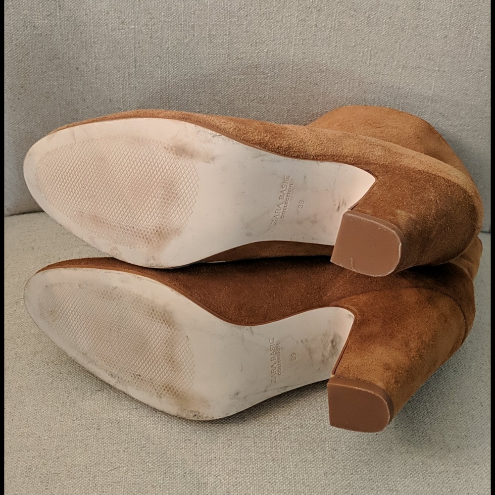 Zara Basic Collection Suede Heeled Ankle Boots 8.5 - image 7